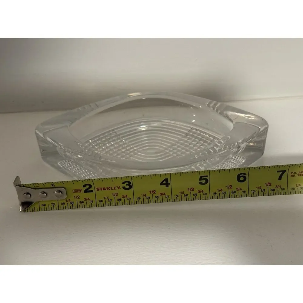 Vintage Art Deco Clear Thick Solid Glass Trinket Dish Ashtray